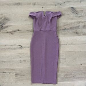Boohoo Lavender Off-Shoulder Midi Dress
